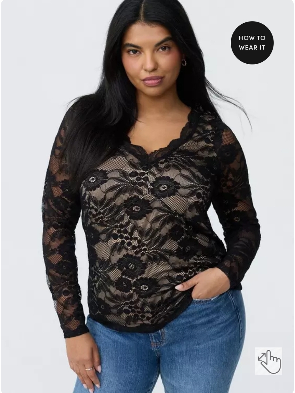 Torrid NWOT Stretch Lace Lined Long Sleeve Top